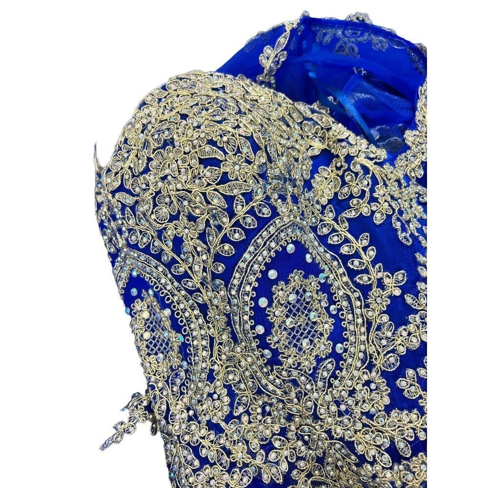 Let's Royal Blue & Gold Long Dress - Picture 8 of 12